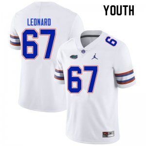 Youth Florida Gators #67 Richie Leonard NCAA Nike White Authentic Stitched College Football Jersey NAS1562RC